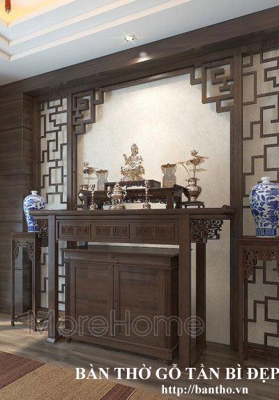 Bàn thờ gỗ tần bì đẹp cho biệt thự