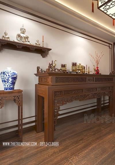 Bàn thờ gỗ việt tại biệt thự tân cổ điển Vinhomes Thăng Long