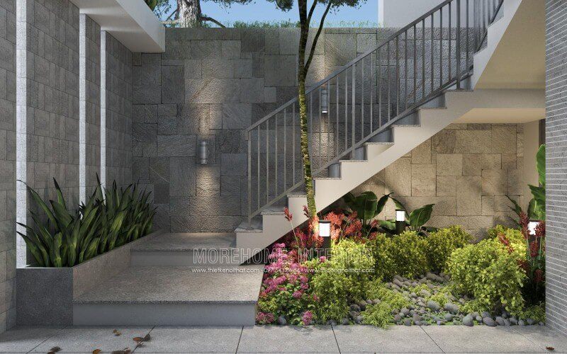 Bố trí cầu thang vào nhà đẹp cho biệt thự, nhà phố tại Vinh, Nghệ An.