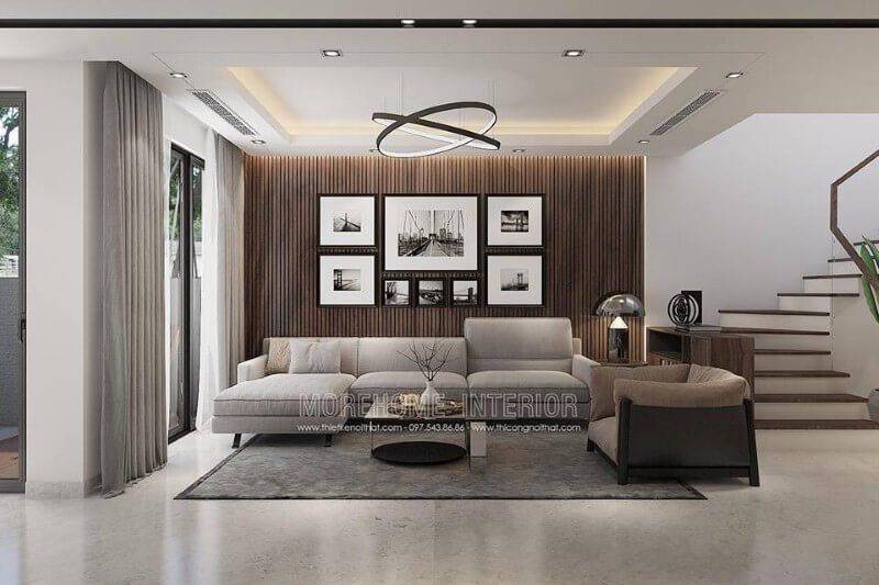 Tranh phong cảnh đen trắng ốp tường phòng khách đẹp, sang trọng.